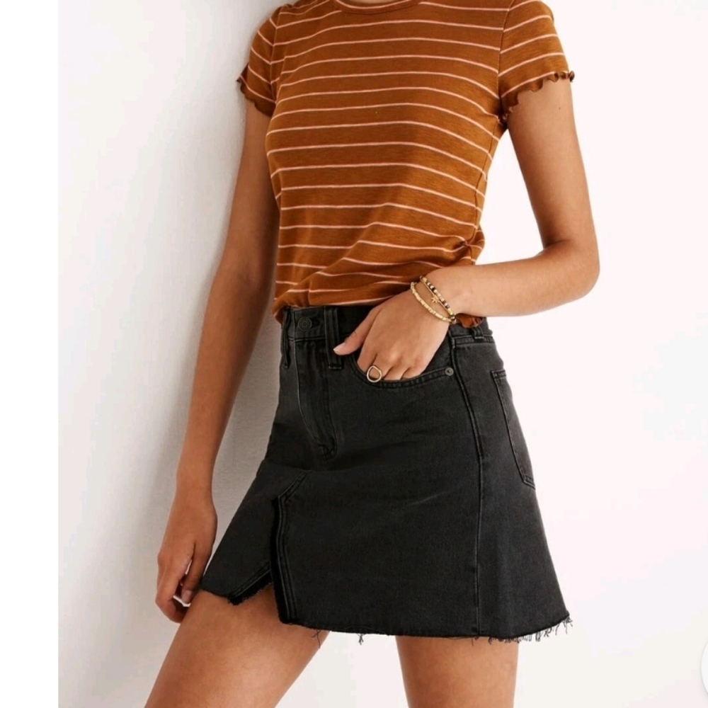 Madewell A-Line Rigid Denim Jean Mini Skirt Size 29 - Picture 2 of 7